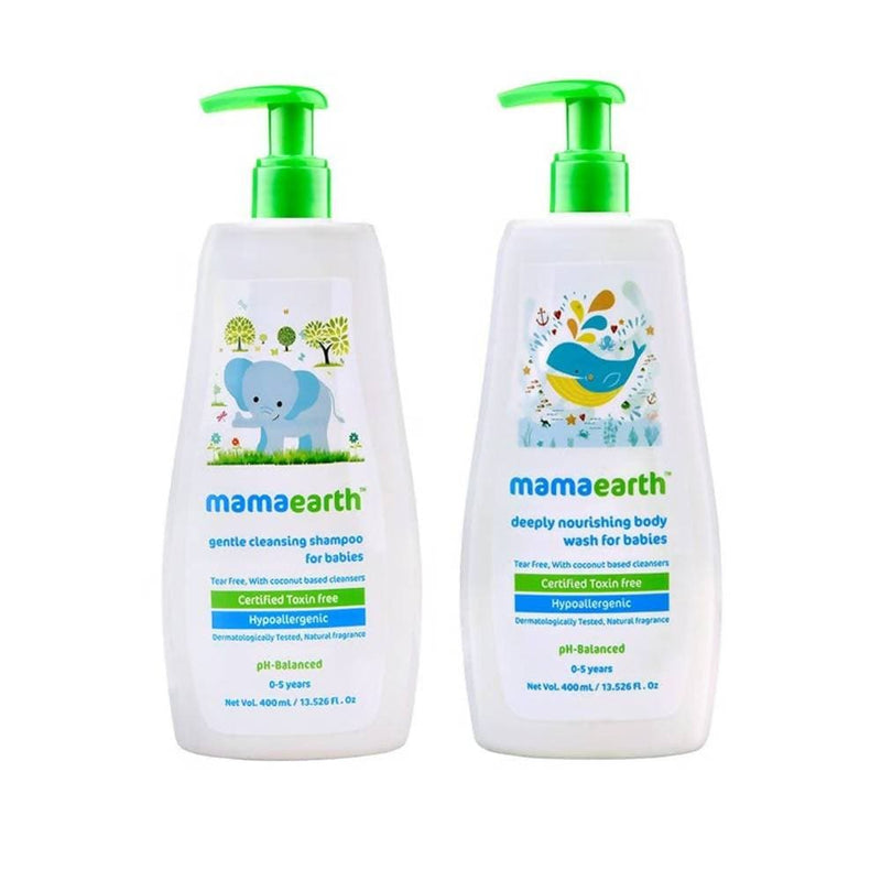 Mamaearth Deeply Nourishing Body Wash And Gentle Cleansing Shampoo For Babies