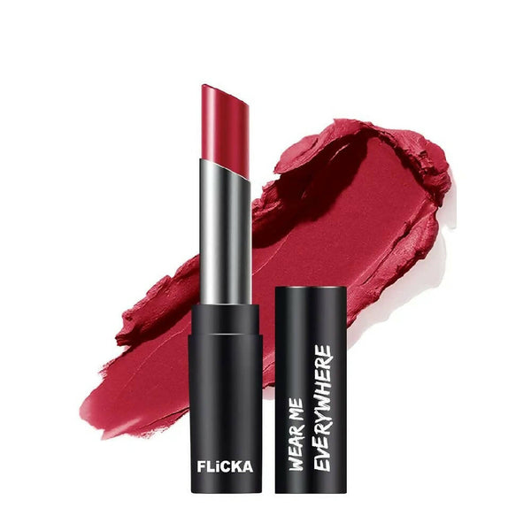 FLiCKA Wear Me Everywhere Creamy Matte Lipstick Drop Dead Red - Distacart