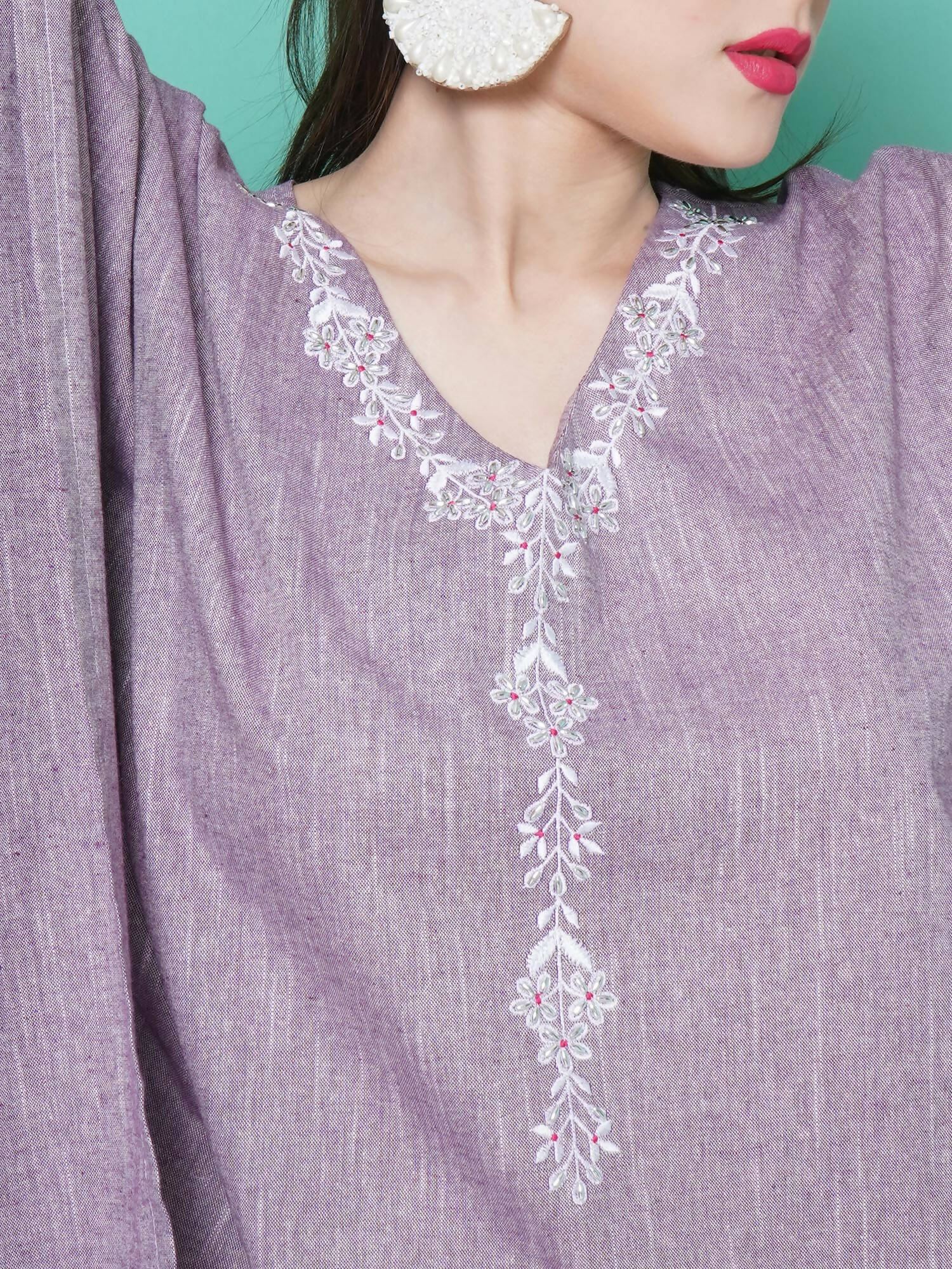 Women Republic Purple Cotton Kafttan With Palazzo - Distacart