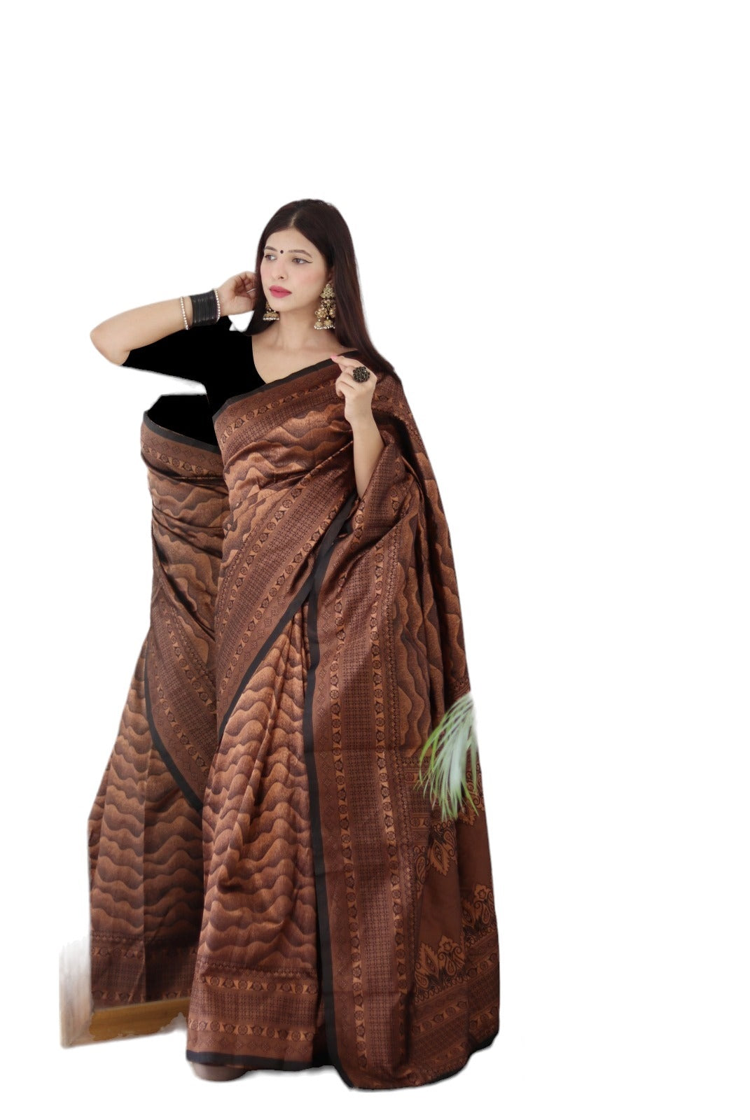 Vamika Weaving Banarasi Jacquard black Kanjivaram Saree - Distacart