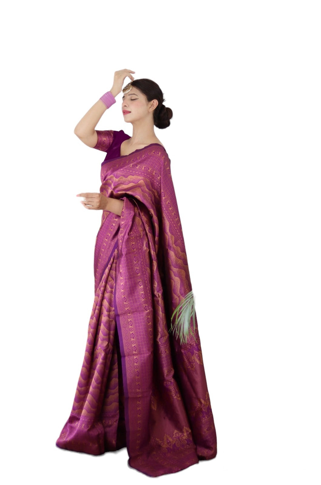 Vamika Weaving Banarasi Jacquard Purple Kanjivaram Saree - Distacart