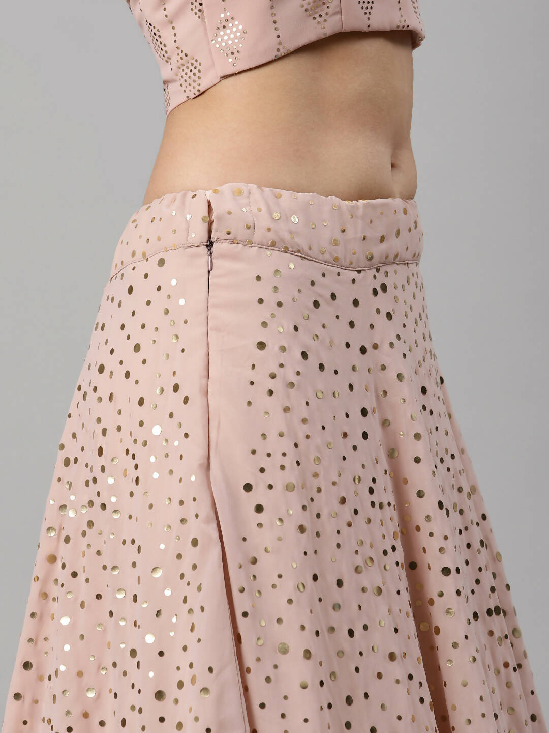 Dusty Pink Georgette Sequence Work And Glistening Embellishments Lehenga Choli with Dupatta - Jivika - Distacart