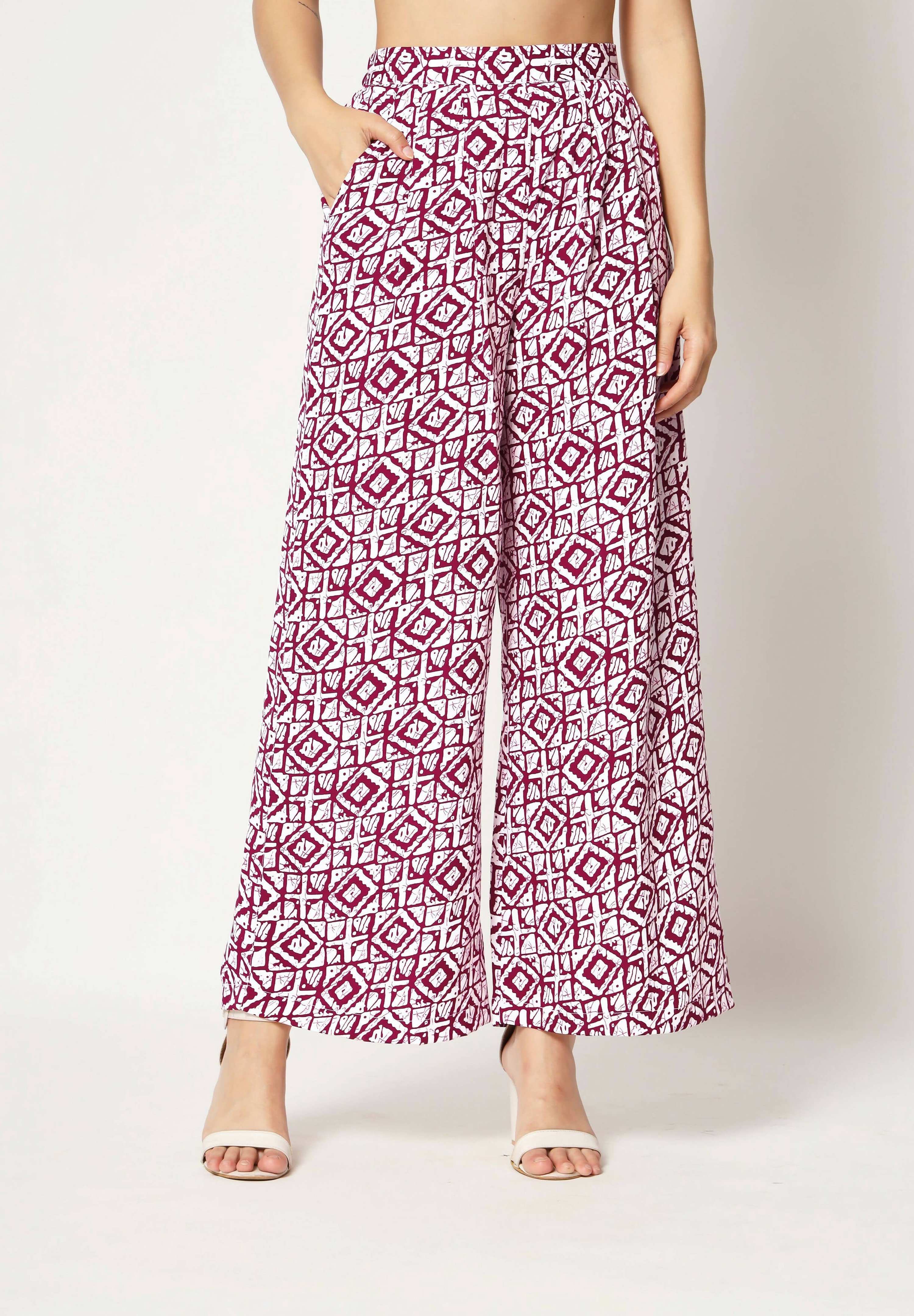 Pink Crepe Digital Printed Top With Matching Trouser - Shivani - Distacart