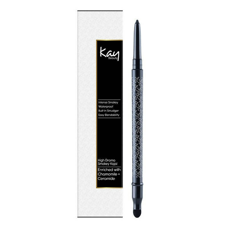 Kay Beauty Waterproof Smokey Kajal with Smudger - Raven Hue - Distacart