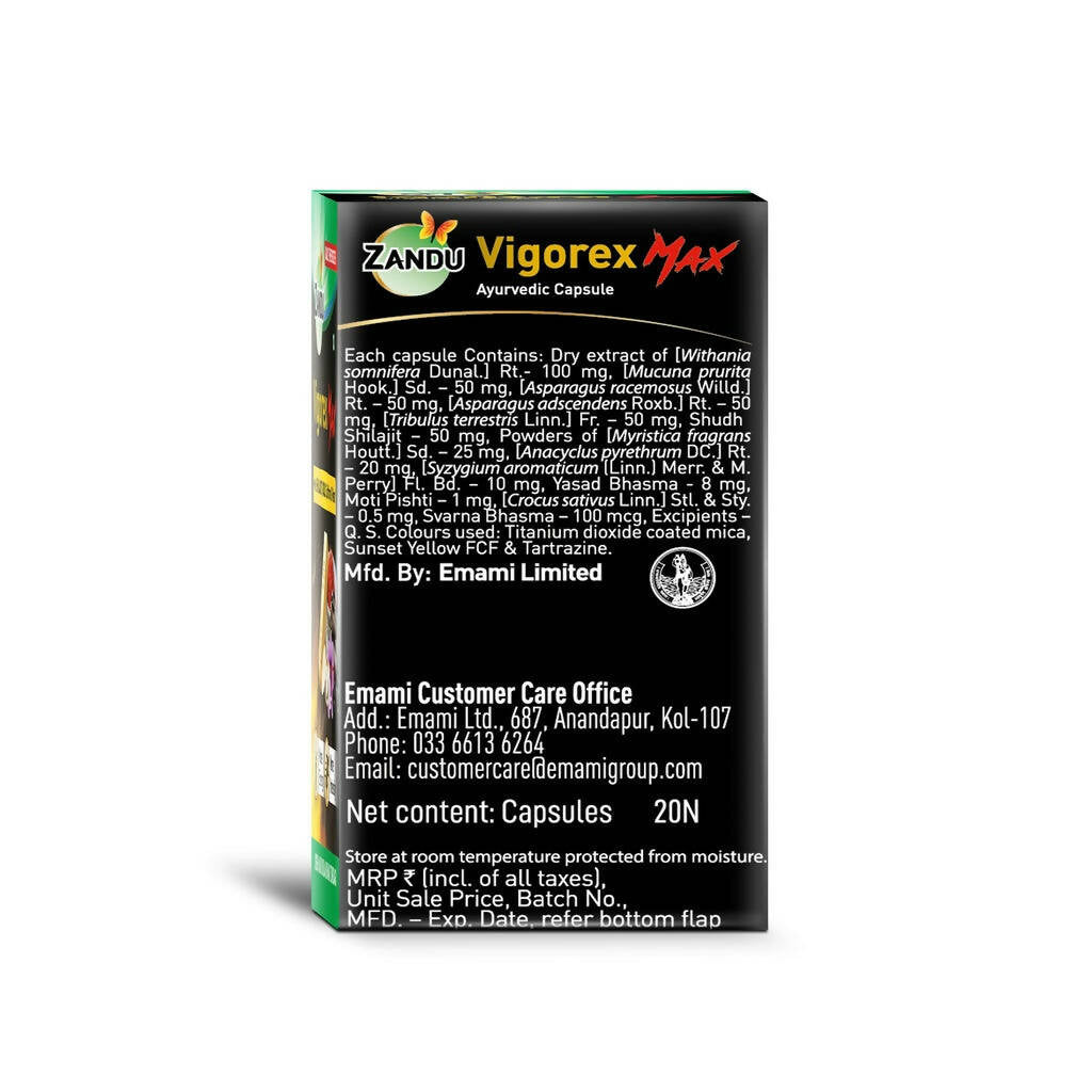 Zandu Vigorex Max Capsules - Distacart