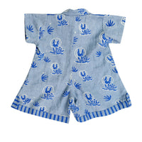 Thumbnail for Mhyssa Blue Round Neck Patch Pocket Half Sleeves Romper For Kids - Distacart
