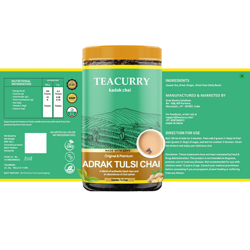 Teacurry Adrak Tulsi Chai Powder - Distacart