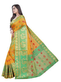 Thumbnail for Vamika Banarasi Cotton Silk Yellow Weaving Saree