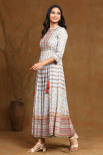 Thumbnail for Juniper Women Grey Rayon Embroidered Flared Dress - Distacart