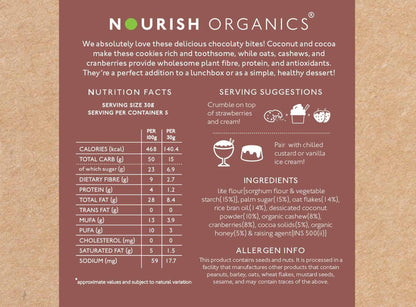 Nourish Organics Chocolate Coconut Cookies ingredients
