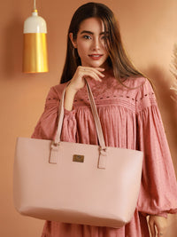 Thumbnail for Priyaasi Women Blush Pink Solid Tote Bag - Distacart
