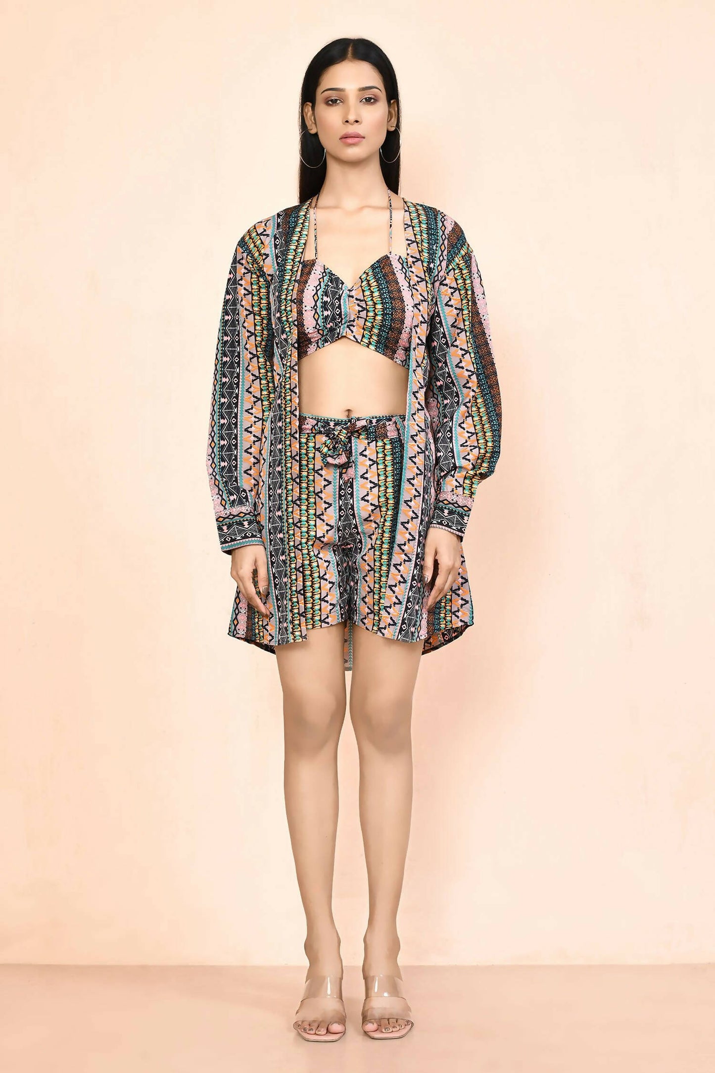 Multi Platinum Creap Printed Co-Sets - Femella - Distacart