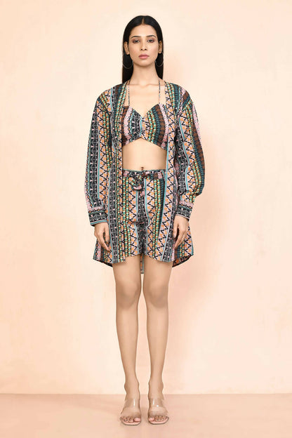 Multi Platinum Creap Printed Co-Sets - Femella - Distacart