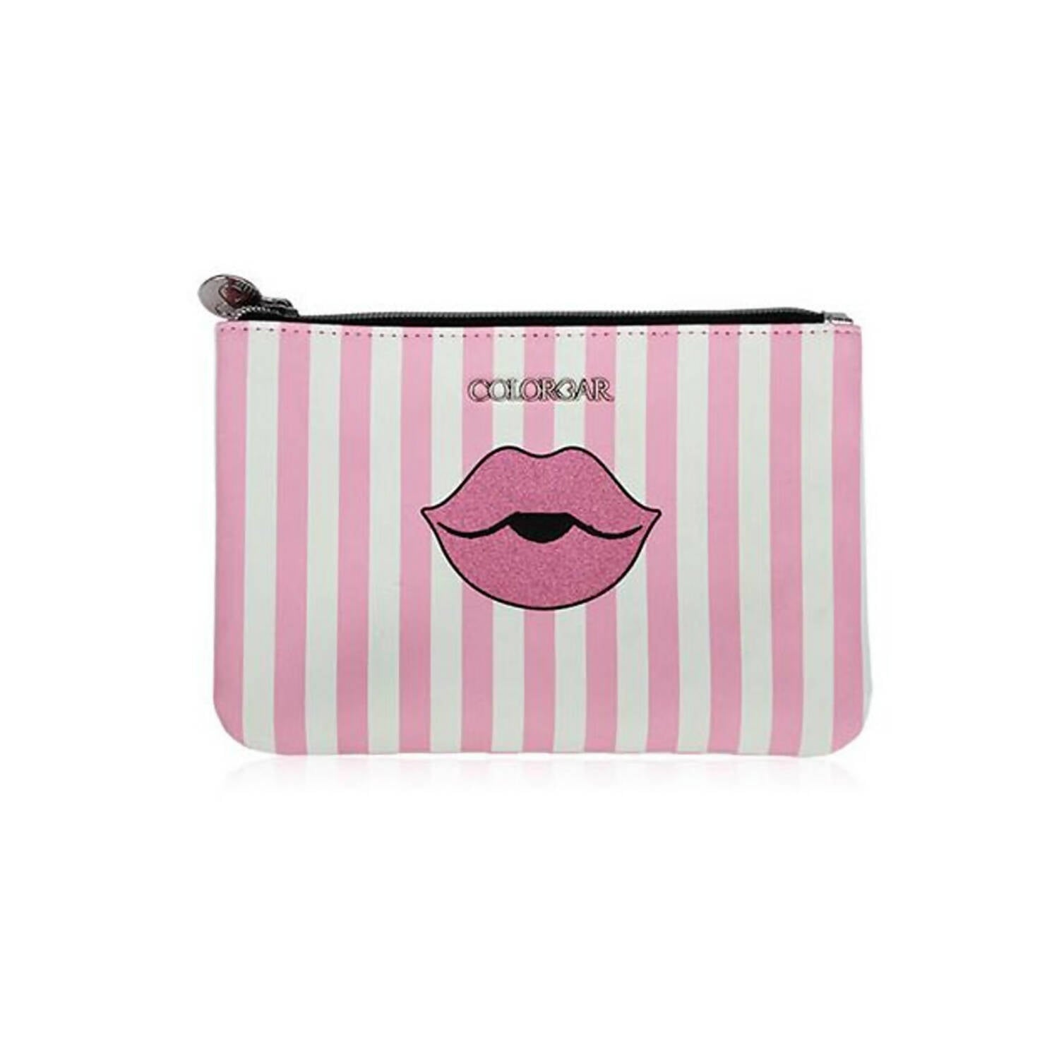 Colorbar Pouch Lips & Lashes Flat Pouches (Set Of Two) - White+Blush Pink - Distacart