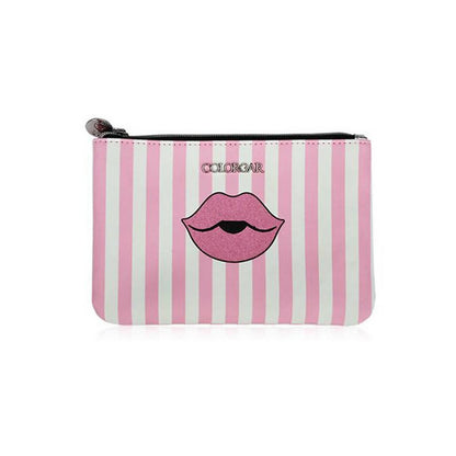 Colorbar Pouch Lips & Lashes Flat Pouches (Set Of Two) - White+Blush Pink - Distacart