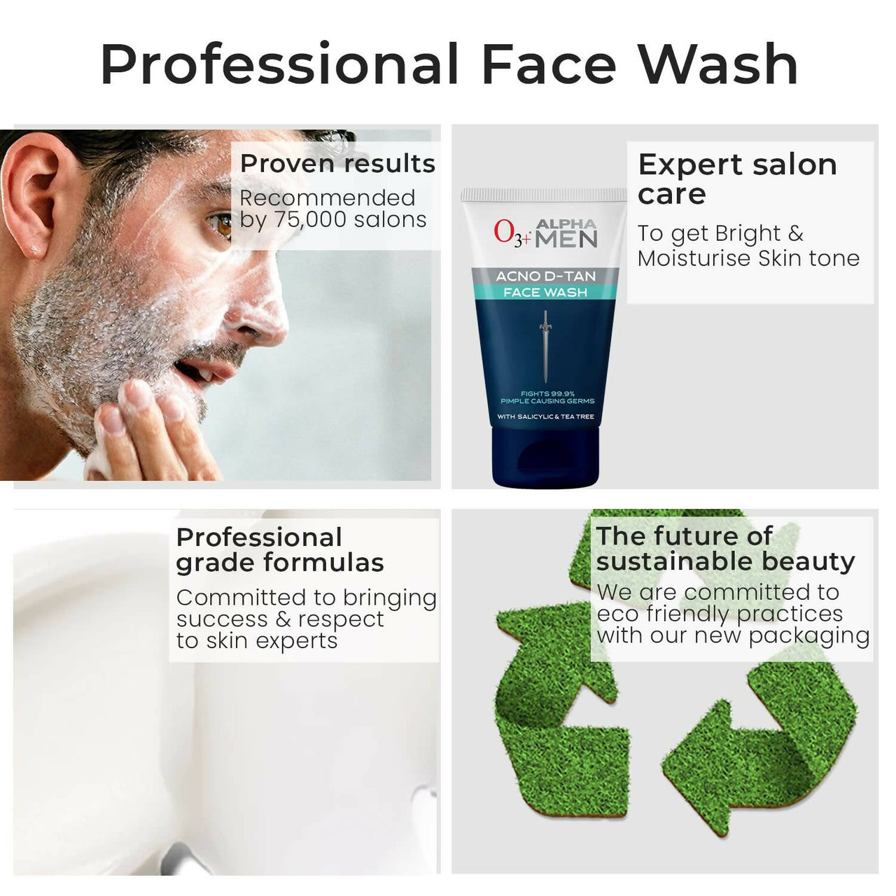 Professional O3+ Alpha Men Acno D-TAN Face Wash with Tea Tree - Distacart