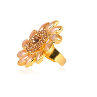 Thumbnail for Tehzeeb Creations Sunflower Style Ring With Kundan And Stone