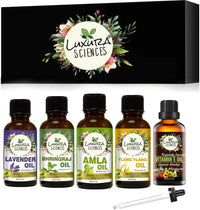 Thumbnail for Luxura Sciences Organic Essential Oils for Hair Growth - Lavender Oil, Bhringraj Oil, Amla Oil, Ylang Ylang Oil, Vitamin E Oil - Distacart