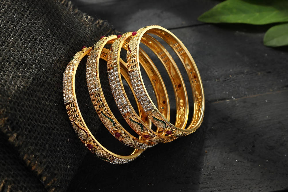 Mominos Fashion Kamal Johar AD Golden Bangles Set