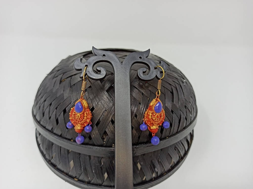 Terracotta Boho Style Hangings-Golden Red And Blue