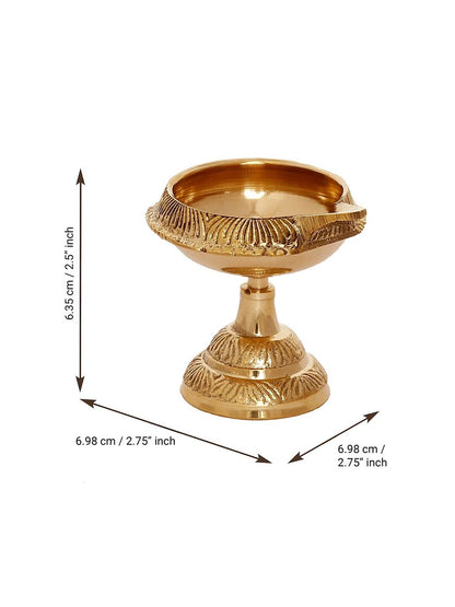 eCraftIndia Gold Toned 2 Pieces Brass Diyas - Distacart