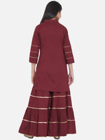 Thumbnail for Girls Maroon Kurta With Sharara for Kids - Bhama - Distacart