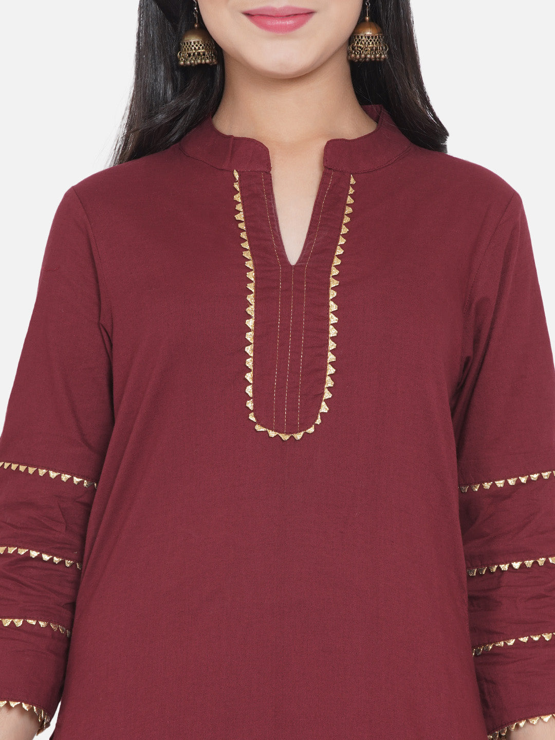 Girls Maroon Kurta With Sharara for Kids - Bhama - Distacart