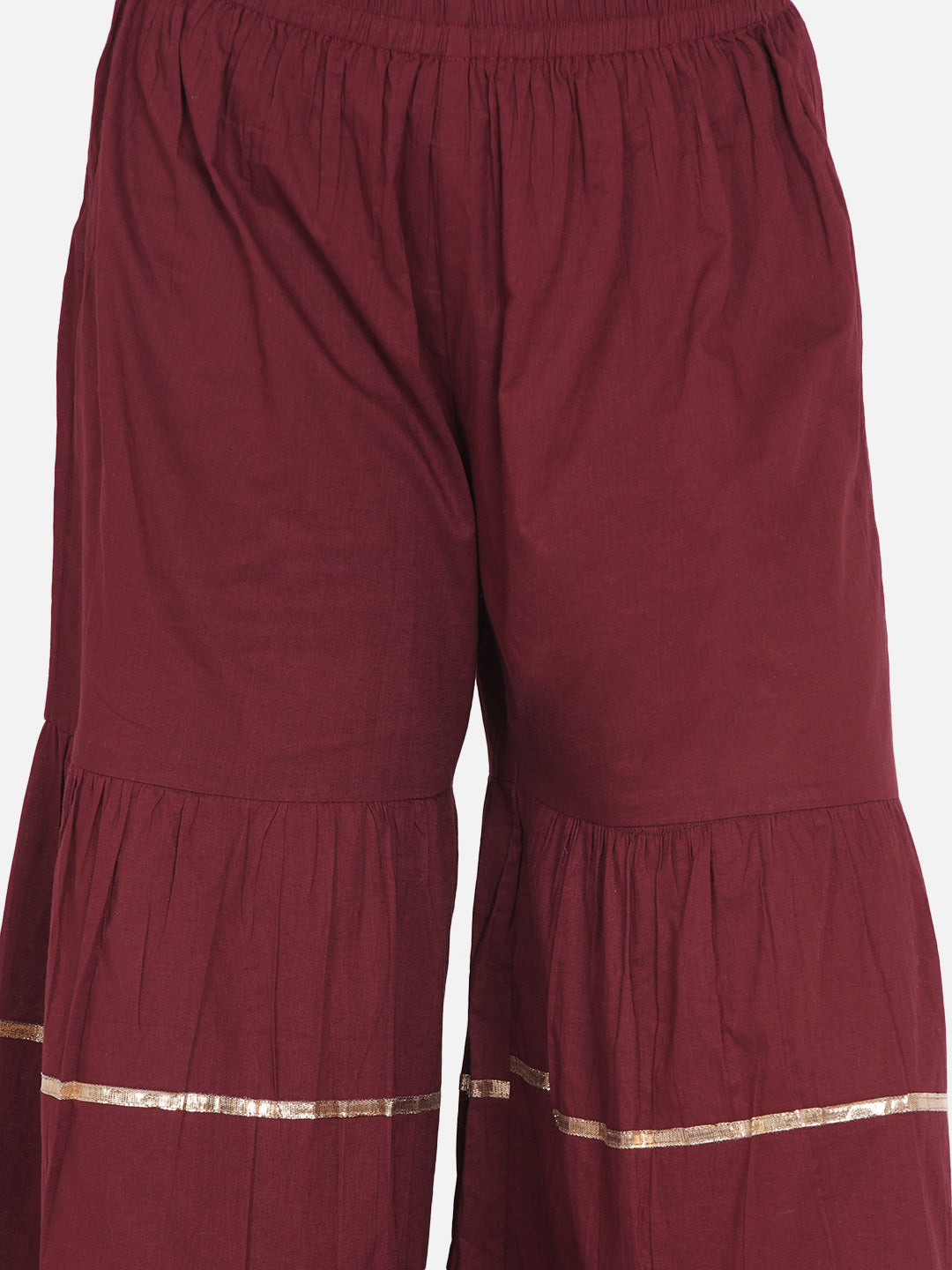 Girls Maroon Kurta With Sharara for Kids - Bhama - Distacart
