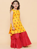 Thumbnail for Girls Yellow Embroidered Kurta With Sharara for Kids - Bhama - Distacart