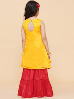 Thumbnail for Girls Yellow Embroidered Kurta With Sharara for Kids - Bhama - Distacart