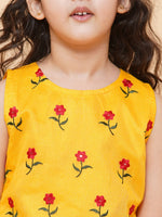 Thumbnail for Girls Yellow Embroidered Kurta With Sharara for Kids - Bhama - Distacart