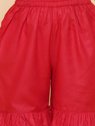 Girls Yellow Embroidered Kurta With Sharara for Kids - Bhama - Distacart