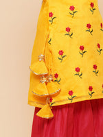 Thumbnail for Girls Yellow Embroidered Kurta With Sharara for Kids - Bhama - Distacart