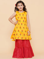Thumbnail for Girls Yellow Embroidered Kurta With Sharara for Kids - Bhama - Distacart