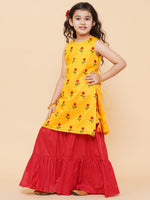Thumbnail for Girls Yellow Embroidered Kurta With Sharara for Kids - Bhama - Distacart