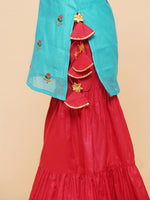 Thumbnail for Girls Sea Green Embroidered Kurti With Sharara for Kids - Bhama - Distacart