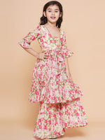 Thumbnail for Cream Multi Printed Kurta With Sharara for Kids - Bhama - Distacart