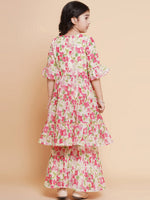 Thumbnail for Cream Multi Printed Kurta With Sharara for Kids - Bhama - Distacart