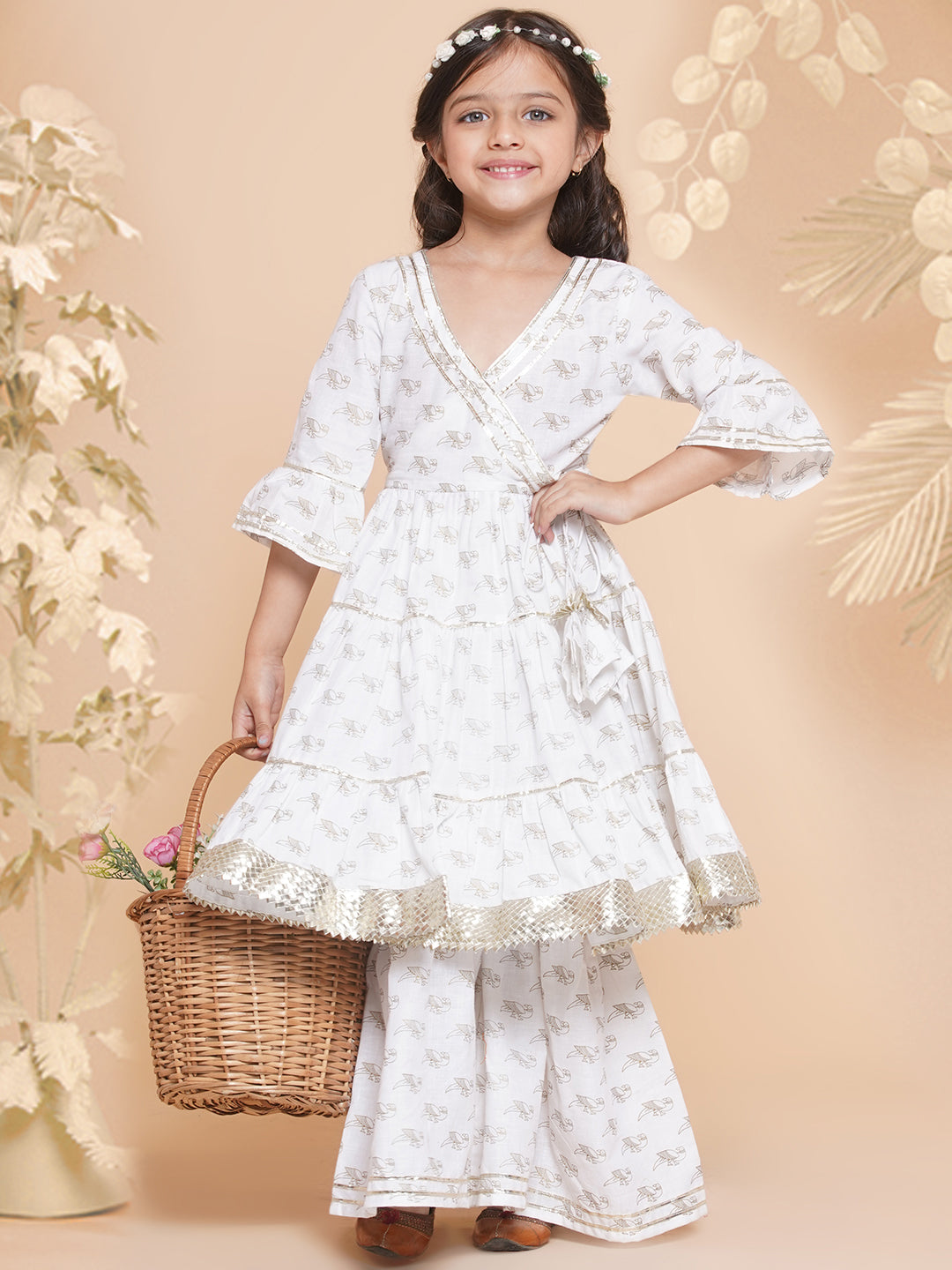 Girls Brid Printed Kurta With Sharara for Kids - Bhama - Distacart