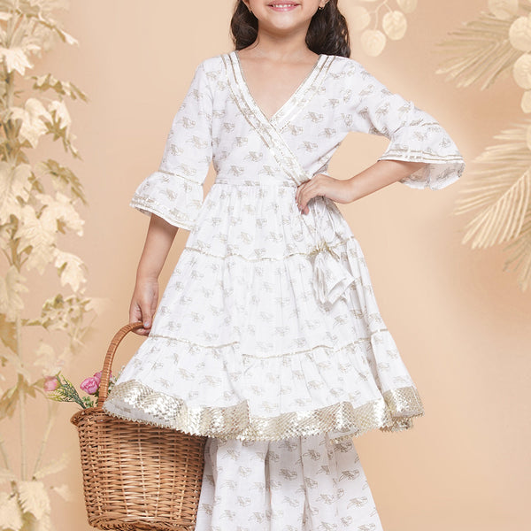 Girls Brid Printed Kurta With Sharara for Kids - Bhama - Distacart