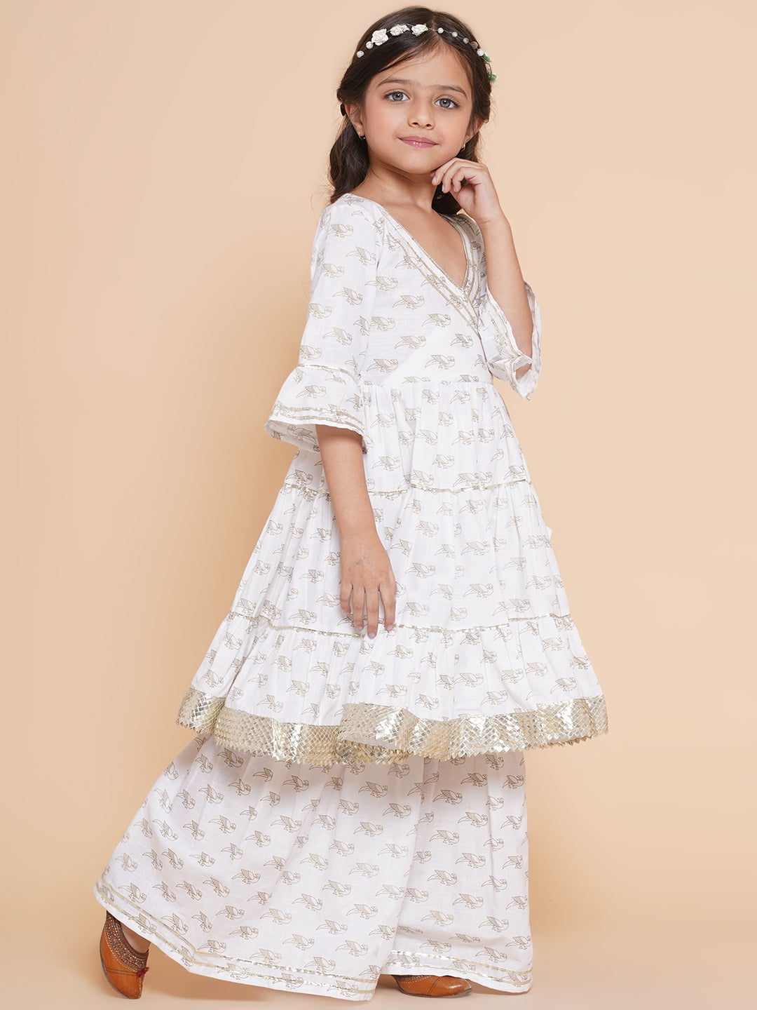 Girls Brid Printed Kurta With Sharara for Kids - Bhama - Distacart