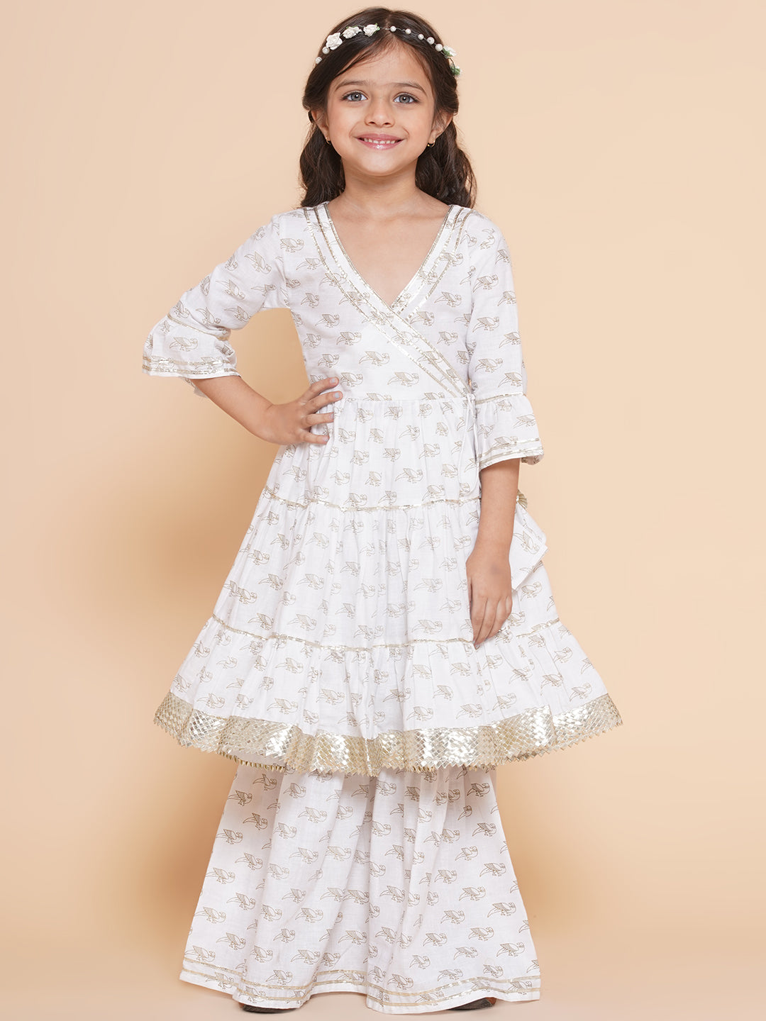 Girls Brid Printed Kurta With Sharara for Kids - Bhama - Distacart