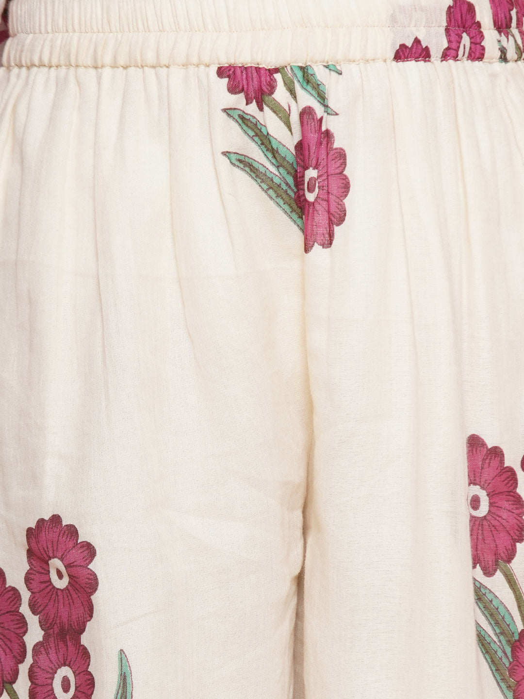 Girls Pink & White Floral Printed Kurta With Sharara - Bhama - Distacart