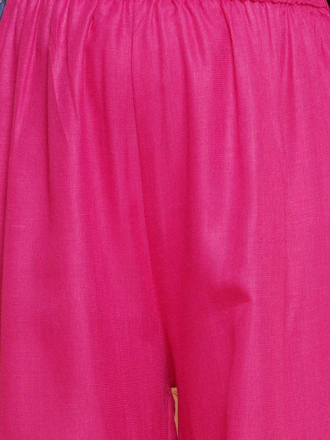 Girls pink Floral Printed Angrakha Gotta Patti Kurta With Sharara for Kids - Bhama - Distacart
