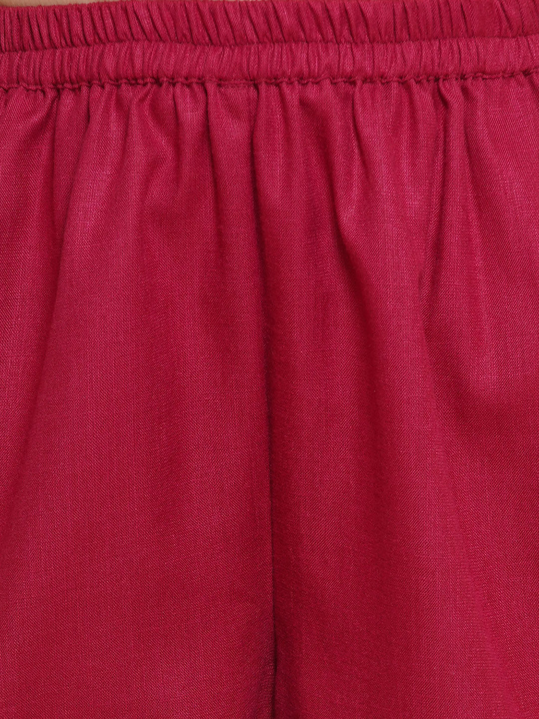 Girls Maroon Ethnic Motifs Printed Angrakha Cotton Kurta With Trouser & Dupatta for Kids - Bhama - Distacart