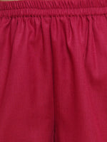Thumbnail for Girls Maroon Ethnic Motifs Printed Angrakha Cotton Kurta With Trouser & Dupatta for Kids - Bhama - Distacart