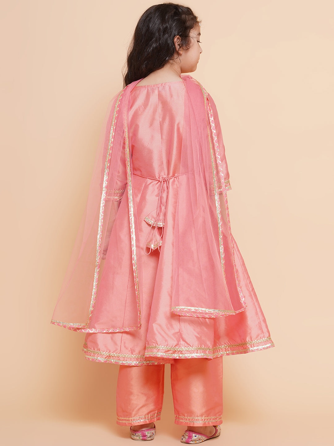 Girls Embroidered Angrakha Kurta with Trousers & Dupatta for Kids - Bhama - Distacart
