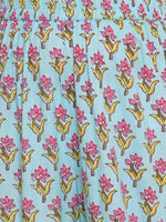 Thumbnail for Girls Blue Printed V- Neck Kurta with Sharara for Kids - Bhama - Distacart