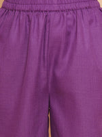 Thumbnail for Girls Purple Ethnic Motifs foil Printed Angrakha Kurta with Trouser & Dupatta for Kids - Bhama - Distacart