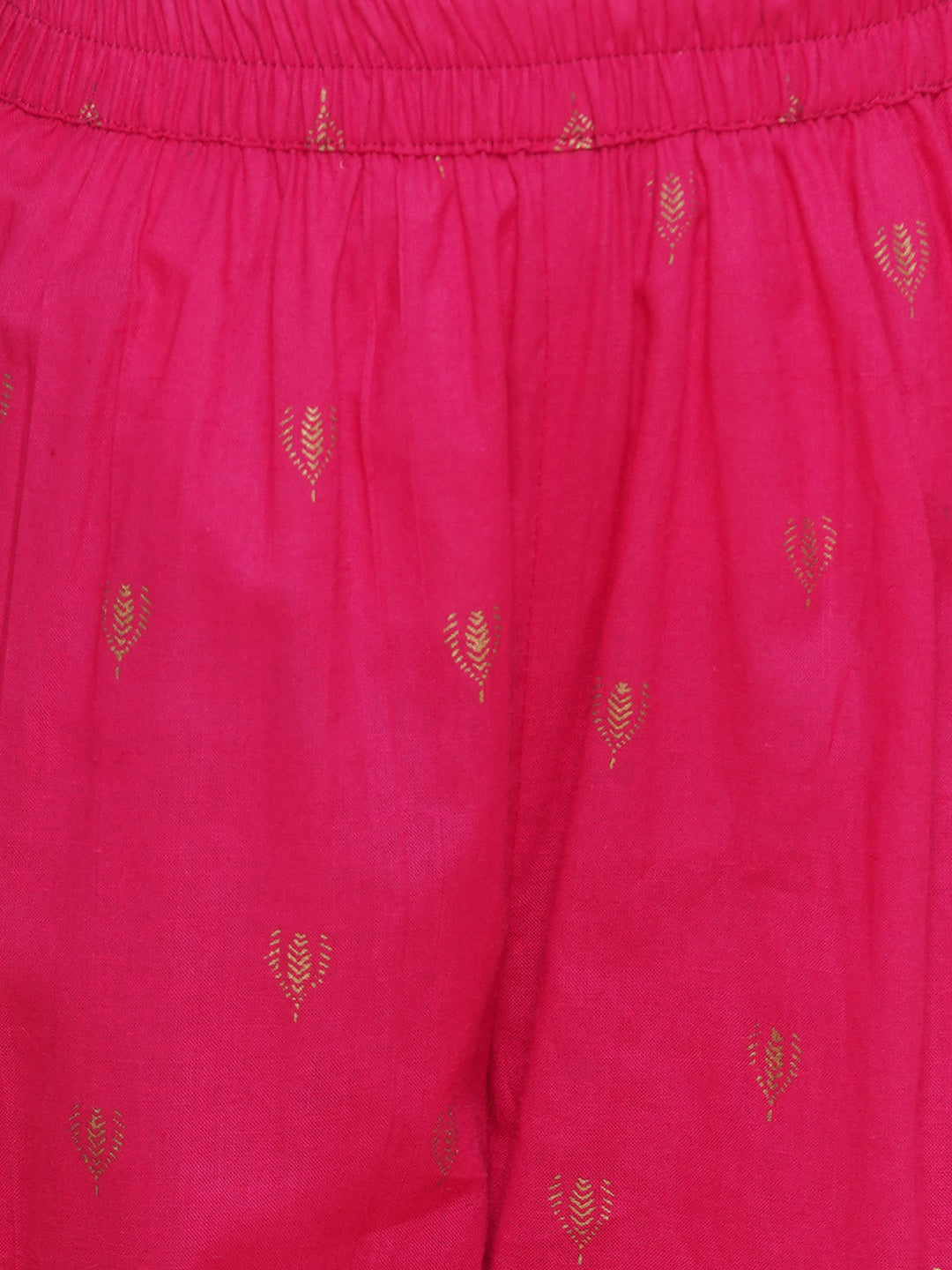Girls pink Ethnic Motifs Printed Angrakha Gotta Patti Kurta With Sharara & Dupatta for Kids - Bhama - Distacart